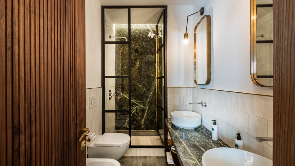 Horti 14 Botanical Hotel finiture di pregio del bagno in legno design artigianale Antonacci Falegnamerie